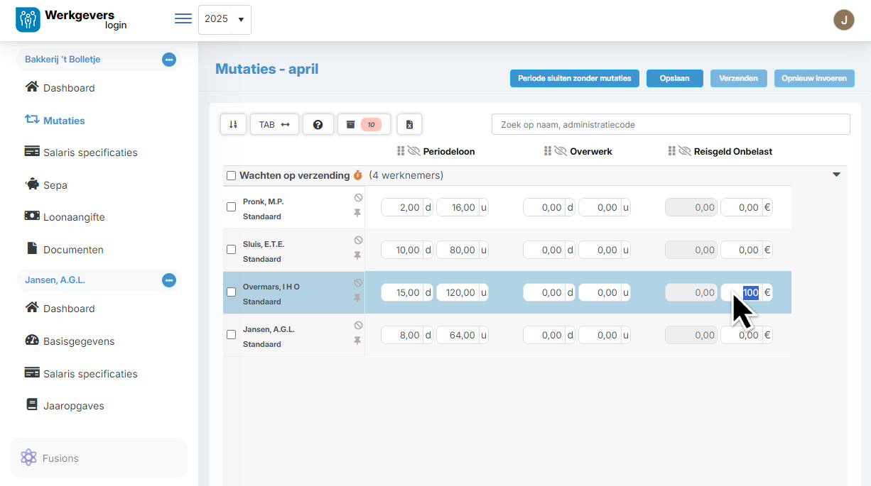 Screenshot werkgeversportaal SalarisExpress